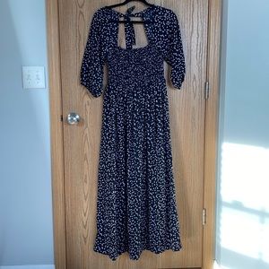 Lola May Heart Print shirred Maxi Dress